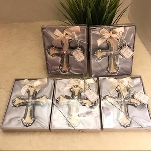 5 DECORATIVE CROSS ORNAMENT FAVORS Christmas Holiday Decor